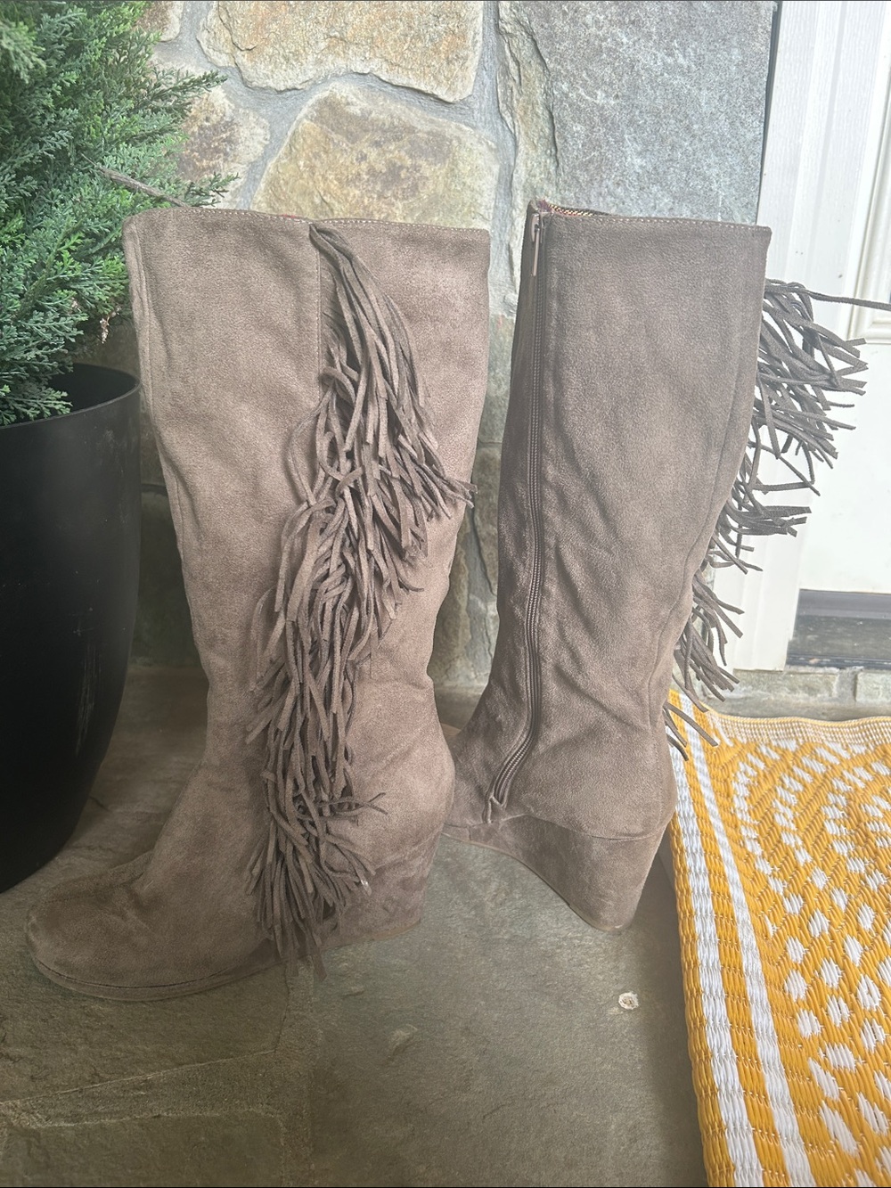 Rock & Candy Brown Suede Fringe Ankle Boots